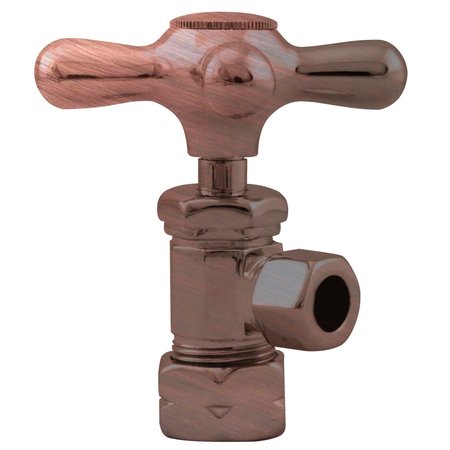 WESTBRASS Cross Handle Angle Stop Shut Off Valve 1/2-Inch Copper Pipe Inlet W/ 3/8-Inch Compression Outlet in D105X-11